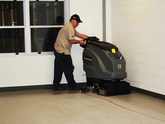 Post Construction Cleanup - South Queens Middle School - cleaning-floors