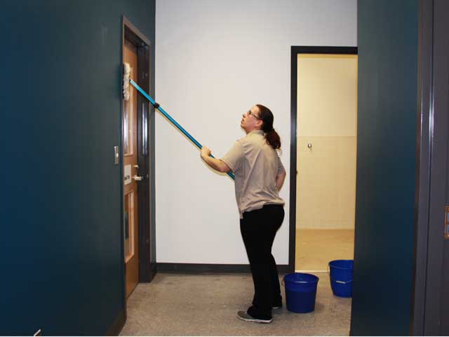 Post Construction Cleanup - South Queens Middle School - cleaning walls
