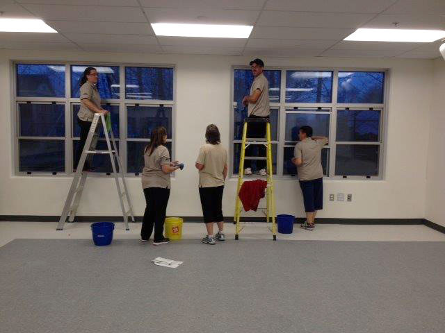 Post Construction Cleanup - South Queens Middle School - cleaning windows